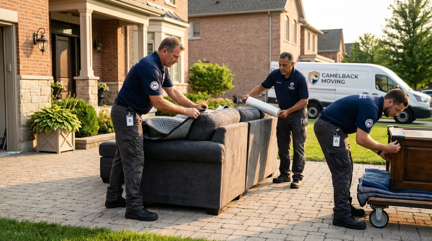 Large estate moving crew wrapping furniture in Johnsonville, SC
